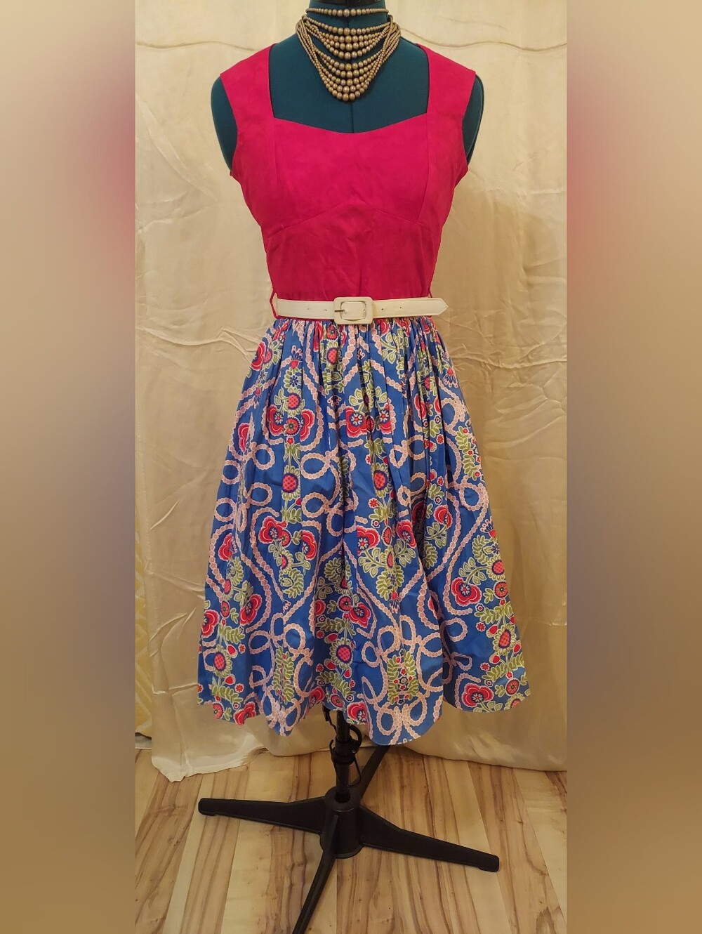 Bernie Dexter Retro Style Sugar Doll Dress in a Botanical